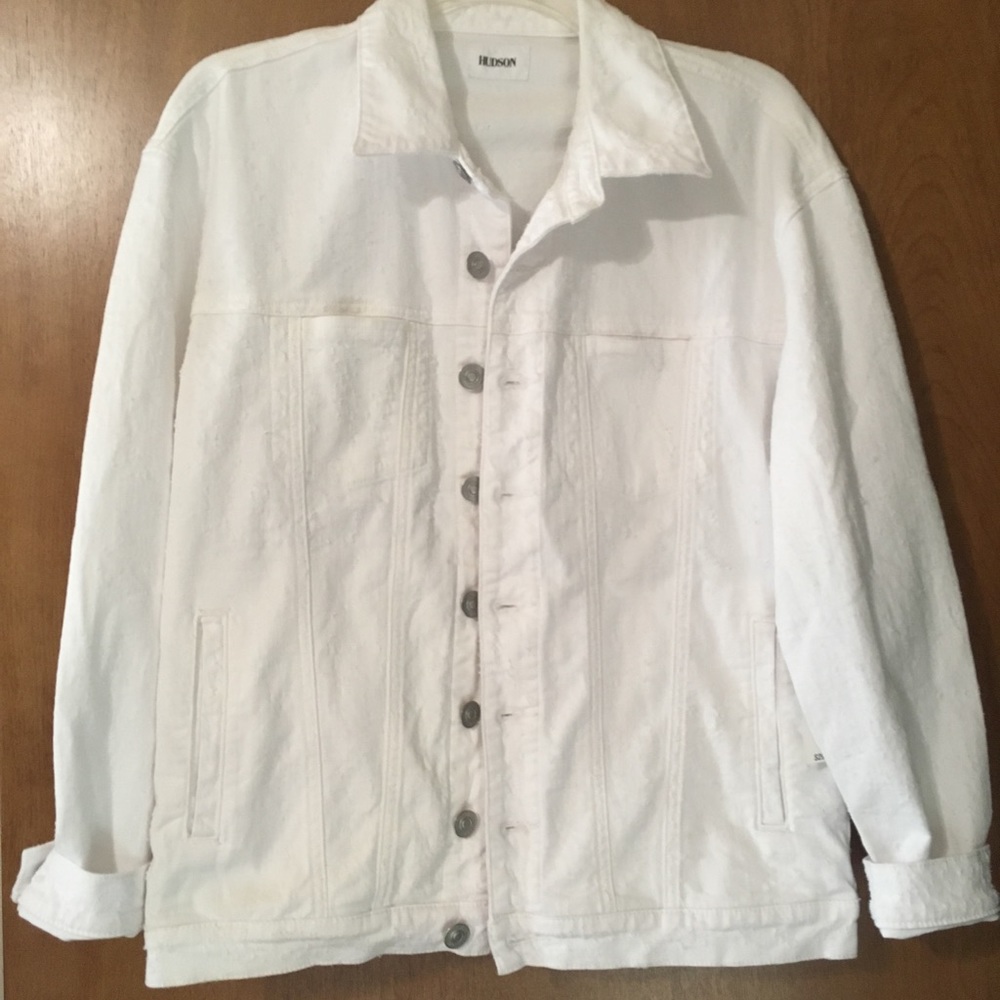 NWT Hudson Distressed White Denim Jacket XS - Picture 3 of 7